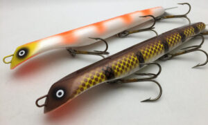 Colourful musky lures displaying the Suick - 10" Thriller HI lures.