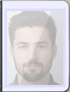 A man's head shot, short dark hair, bearded. On the front of a shiny book cover.