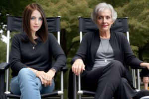 Jasmine Purdy on the left and Antoinnette St Amand on the right sitting in director chairs