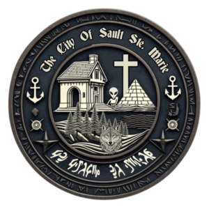 A mysterious old offical seal that relates to Sault Ste. Marie. The seal is purely fictional.