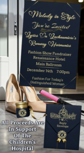 An alternate, elegant invite graphic for the fundraiser for the Children's Hospital by Lyrics on LaChaumiere 